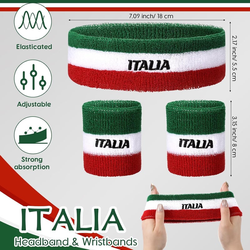 Jadive Italia Mexico USA Number 15 Sweatband Set Headband and Wristbands Includes 1 Head Sweatband and 2 Sports Wristband Costume Absorbing Headband USA Italy Mexico Costume - Image 2